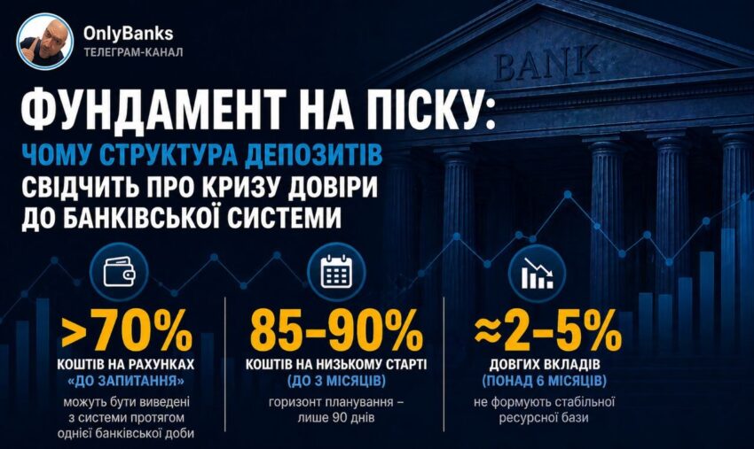 Хиткий фундамент на піску: чому структура депозитів свідчить про кризу довіри до банківської системи