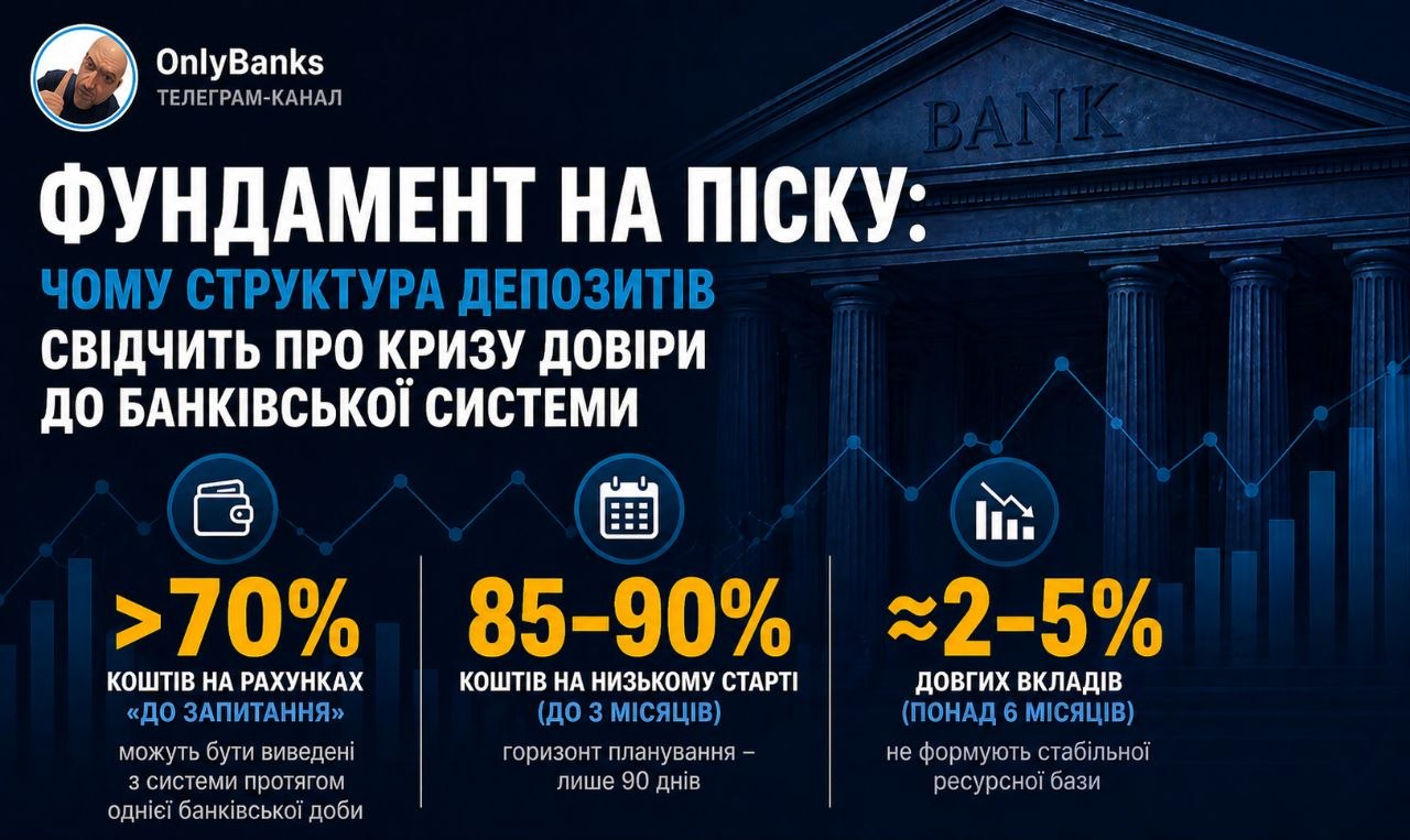 Хиткий фундамент на піску: чому структура депозитів свідчить про кризу довіри до банківської системи