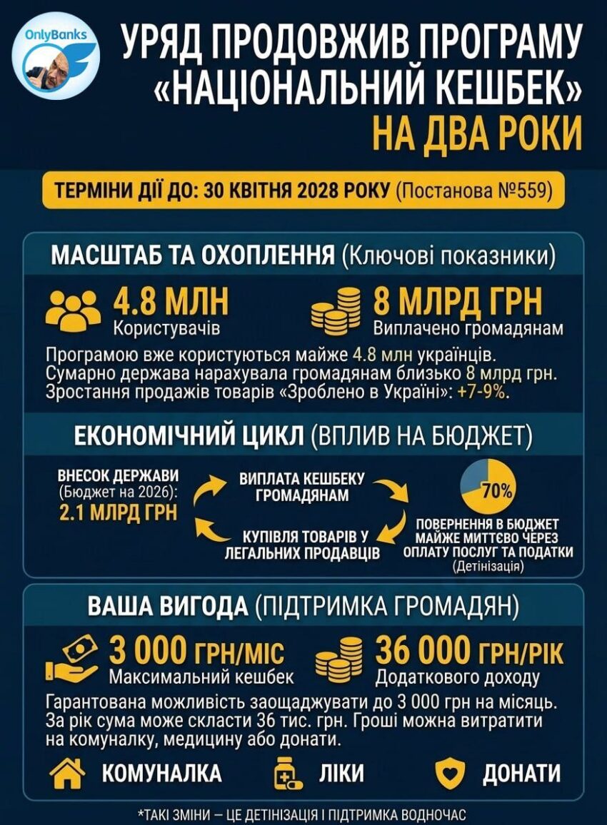 Уряд продовжив програму «Національний кешбек» на два роки