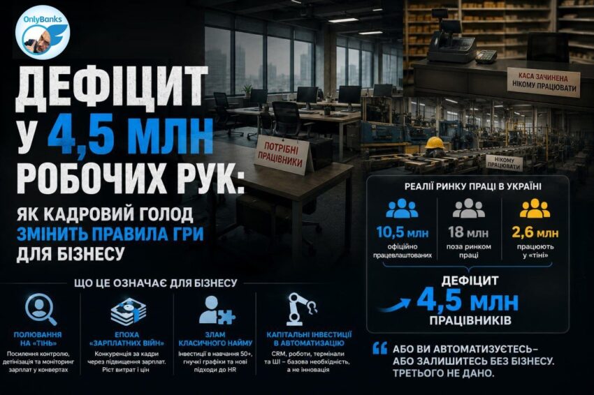 Дефіцит у 4,5 млн робочих рук: як кадровий голод змінить правила гри для бізнесу