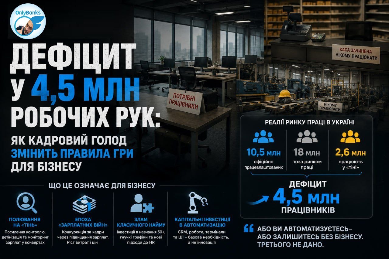 Дефіцит у 4,5 млн робочих рук: як кадровий голод змінить правила гри для бізнесу