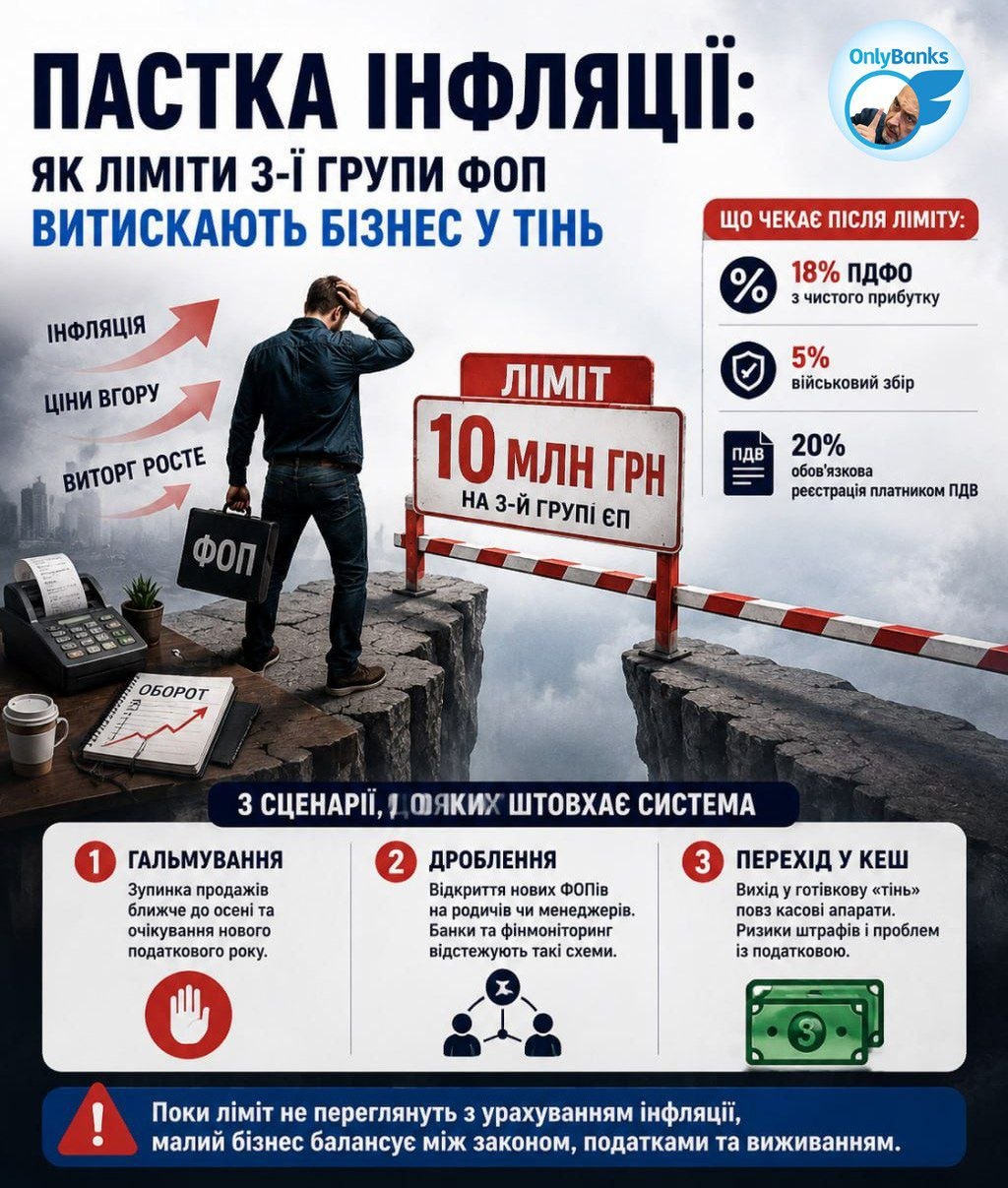 Пастка інфляції: як ліміти третьої групи ФОП витискають бізнес у тінь