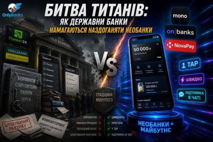 Битва титанів: як держбанки намагаються наздогнати необанки