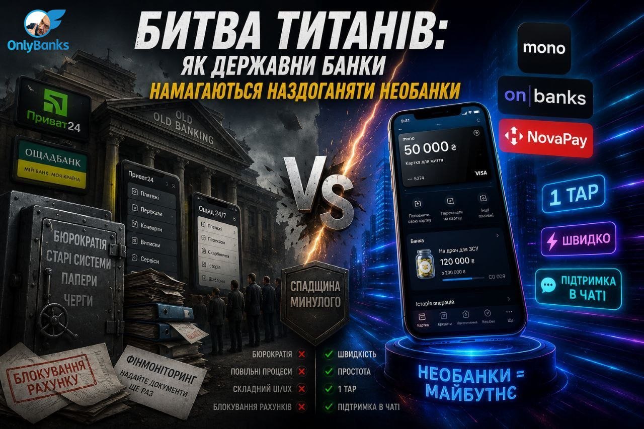 Битва титанів: як держбанки намагаються наздогнати необанки