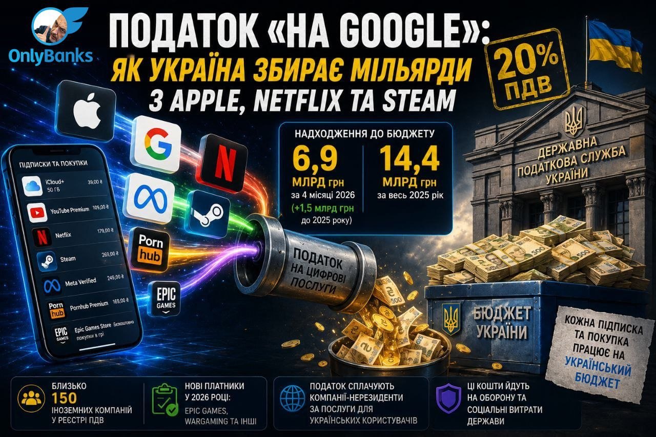 Податок «на Google»: як Україна збирає мільярди з Apple, Netflix та Steam