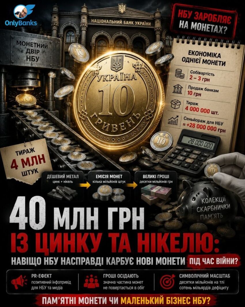 40 млн грн із цинку та нікелю: навіщо НБУ насправді карбує нові монети під час війни?