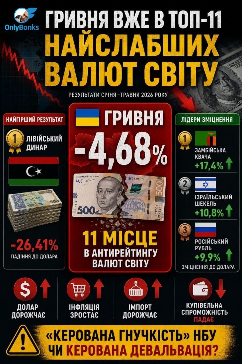 Гривня на 11-му місці в антирейтингу валют: розбираємося, чому НБУ загрався в «гнучкість»