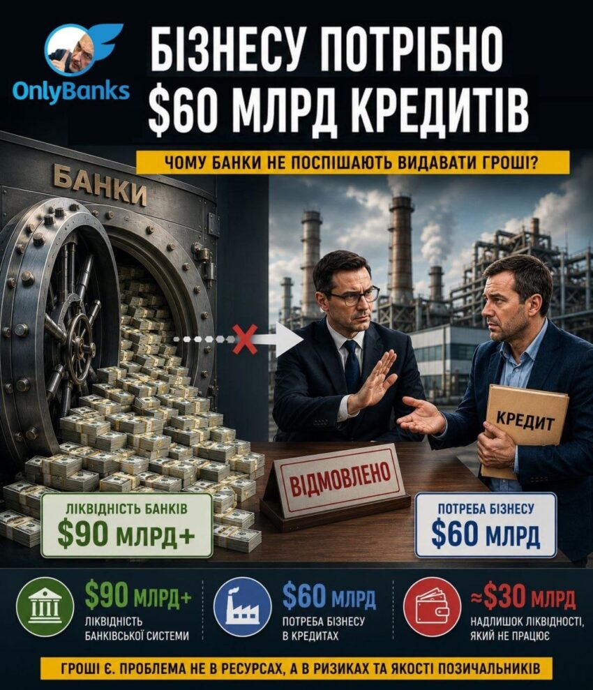 Бізнесу потрібно $60 млрд кредитів.