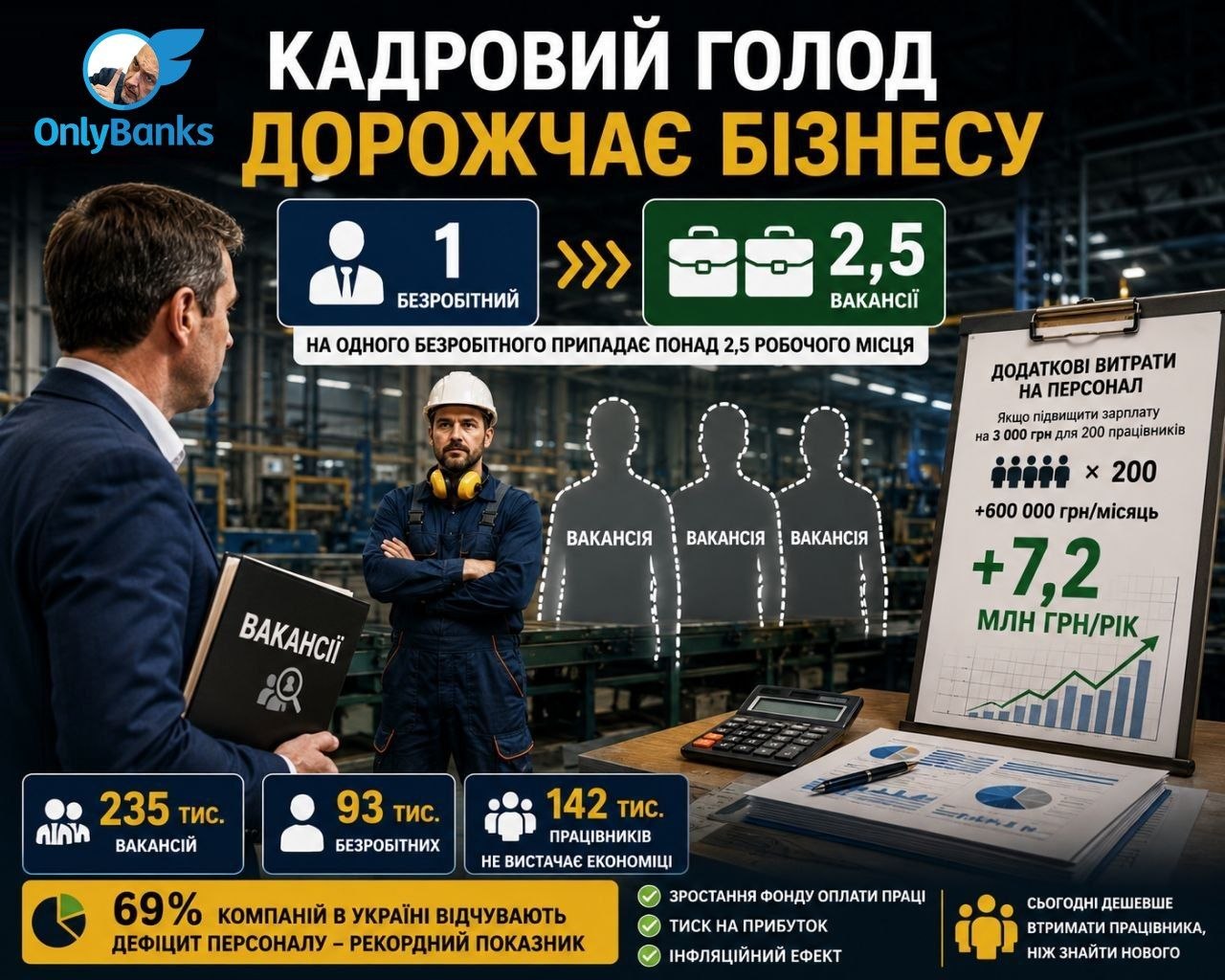 Держслужба зайнятості: на одного безробітного припадає 2,5 вакансії