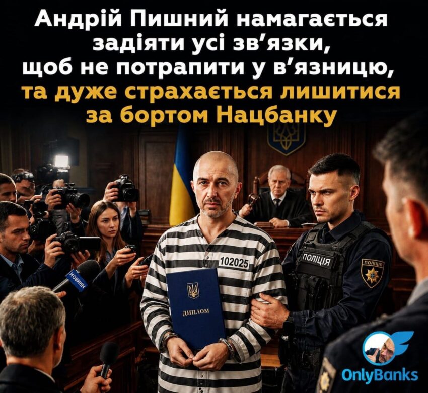 Андрій Пишний намагається задіяти усі зв’язки, щоб не потрапити у в’язницю, та дуже страхається лишитися за бортом Нацбанку