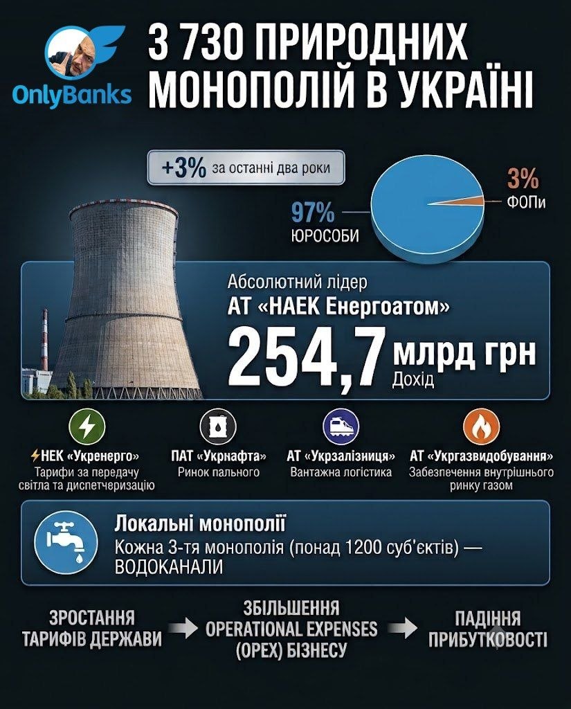 3 730 природних монополій: хто формує собівартість українського бізнесу