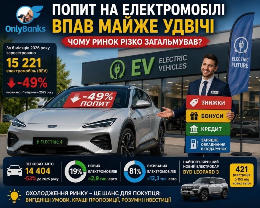 Попит на електромобілі в Україні впав майже вдвічі.