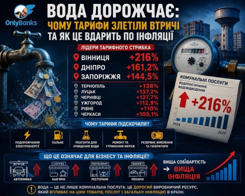 Вода дорожчає: чому тарифи злетіли втричі та як це вдарить по інфляції