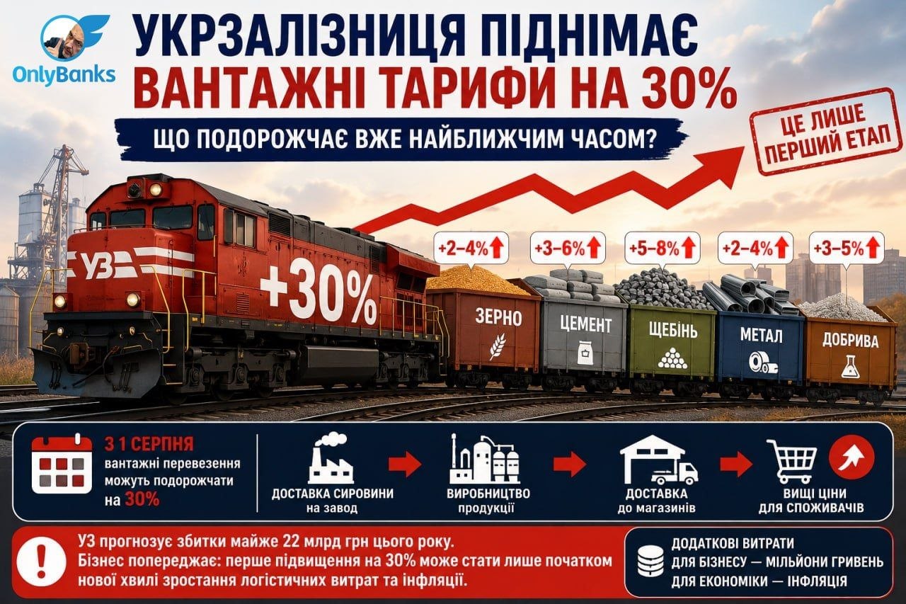 «Укрзалізниця» хоче підняти вантажні тарифи на 30%, і це лише перший етап.