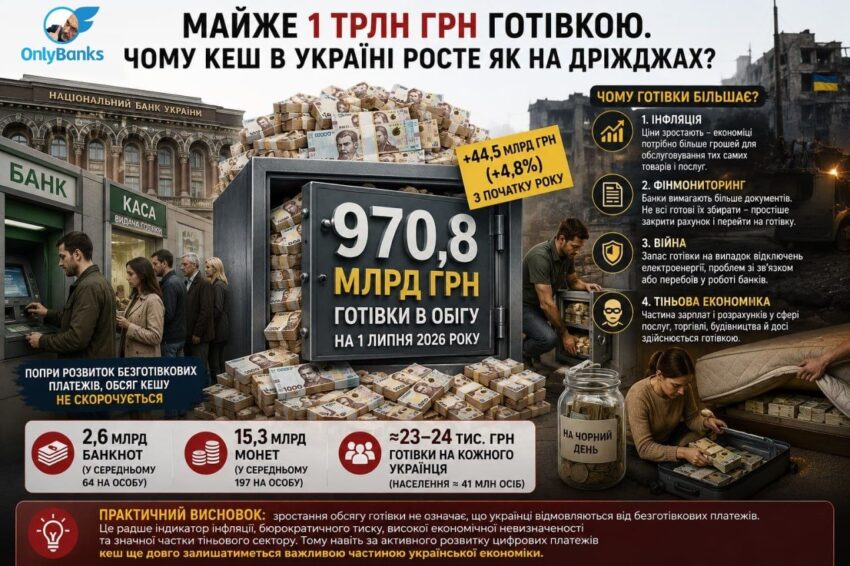 Майже 1 трлн грн готівкою.