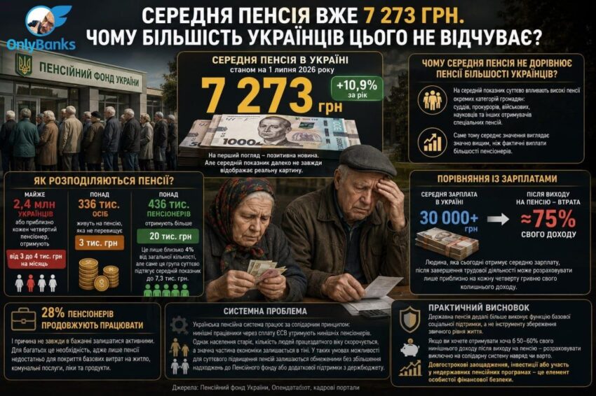 Середня пенсія вже 7 273 грн.