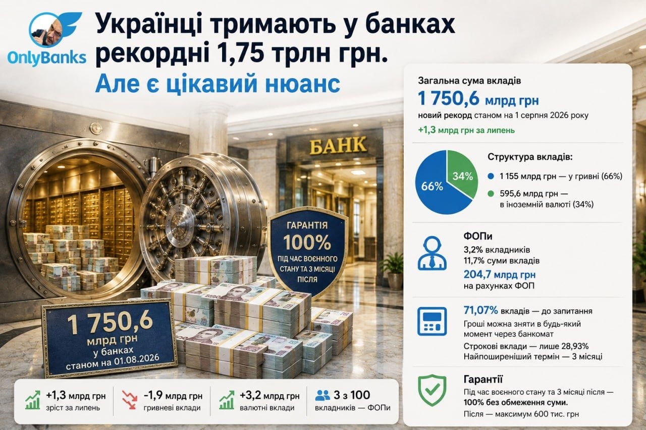 Українці тримають у банках рекордні 1,75 трлн грн.