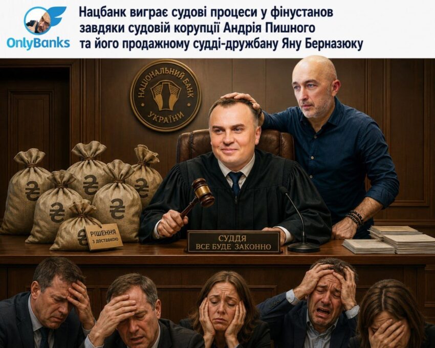 Нацбанк виграє судові процеси у фінустанов завдяки судовій корупції Андрія Пишного та його продажному судді-дружбану Яну Берназюку