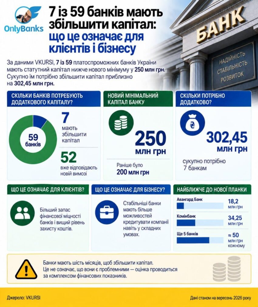 7 із 59 банків мають збільшити капітал: що це означає для клієнтів і бізнесу