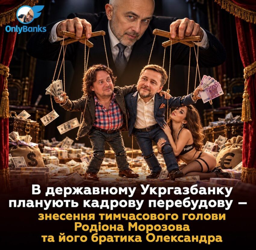 В державному Укргазбанку планують кадрову перебудову — усунення тимчасового голови Родіона Морозова та його братика Олександра