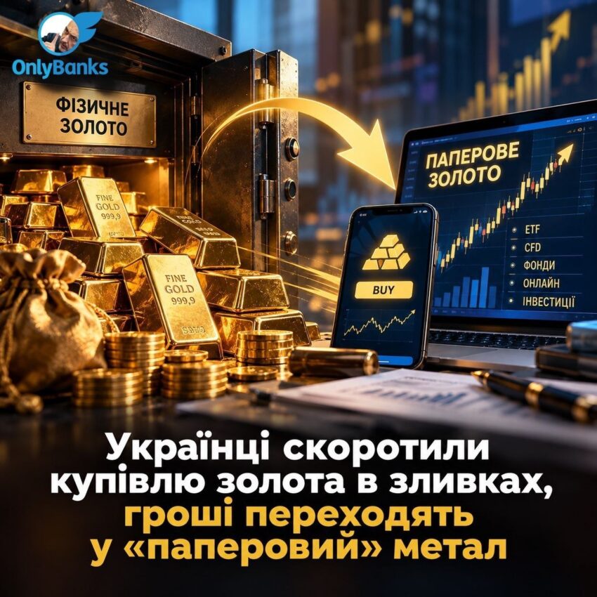 Українці скоротили купівлю золота в зливках, гроші переходять у «паперовий» метал