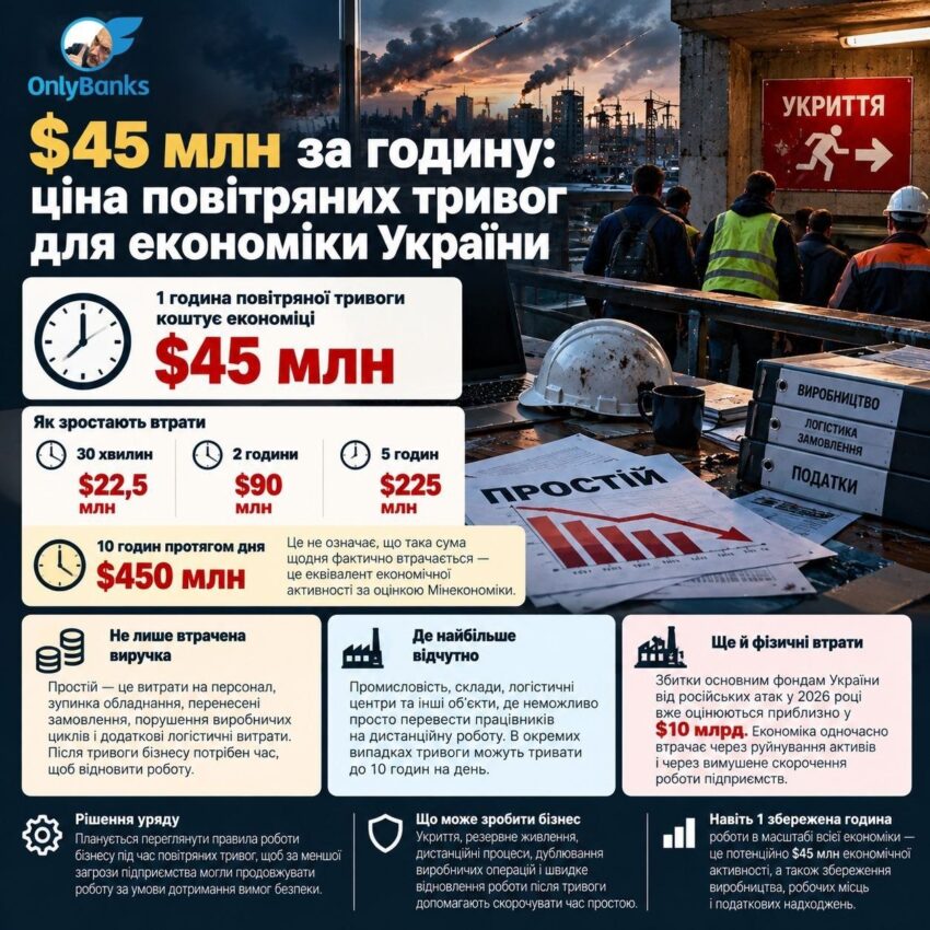 $45 млн за годину: ціна повітряних тривог для економіки України