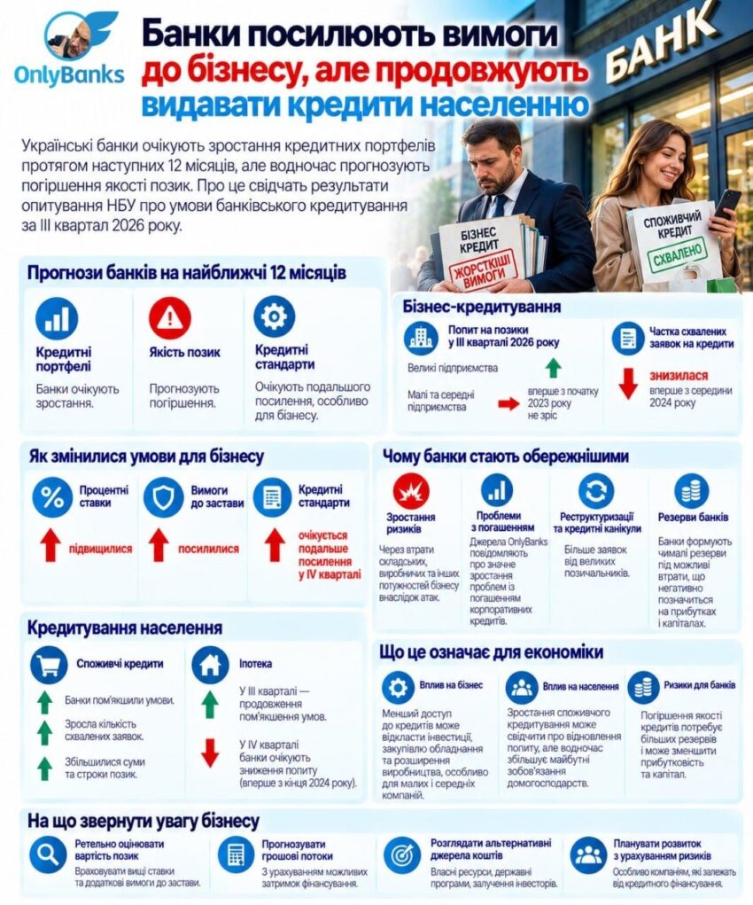 Банки посилюють вимоги до бізнесу, але продовжують видавати кредити населенню